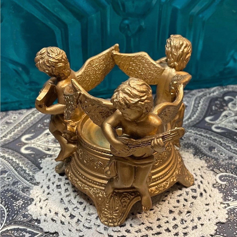 Vintage Gold Cherub Candle Holder - Picture 3 of 16
